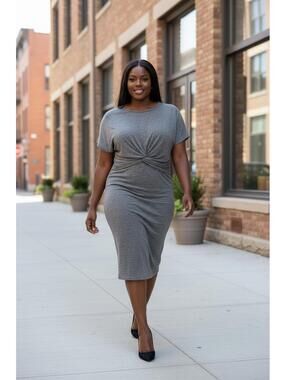 IRO Women's Casual Gray Dress with Knot Detail, Size Large